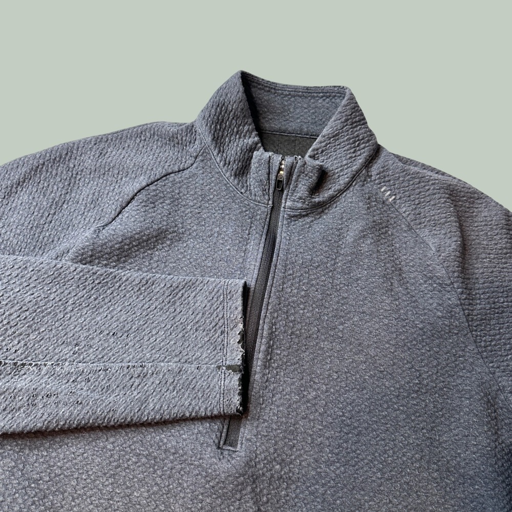 Lululemon Pullover Mens Medium Engineered Warmth Half Zip Grey Textured Pullover